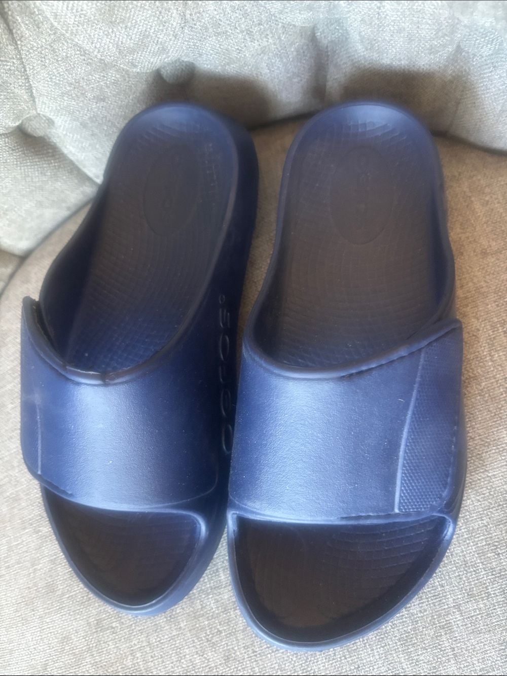 OOFOS Navy Blue Slide Sandals
